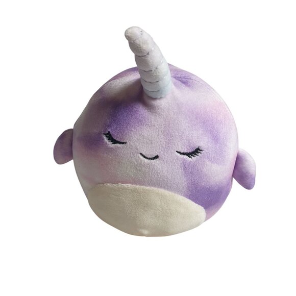 Nabila Squishmallows Narwhal Plush Toy 5 In Purple White Sparkle Horn Ocean SeaT - Picture 2 of 5